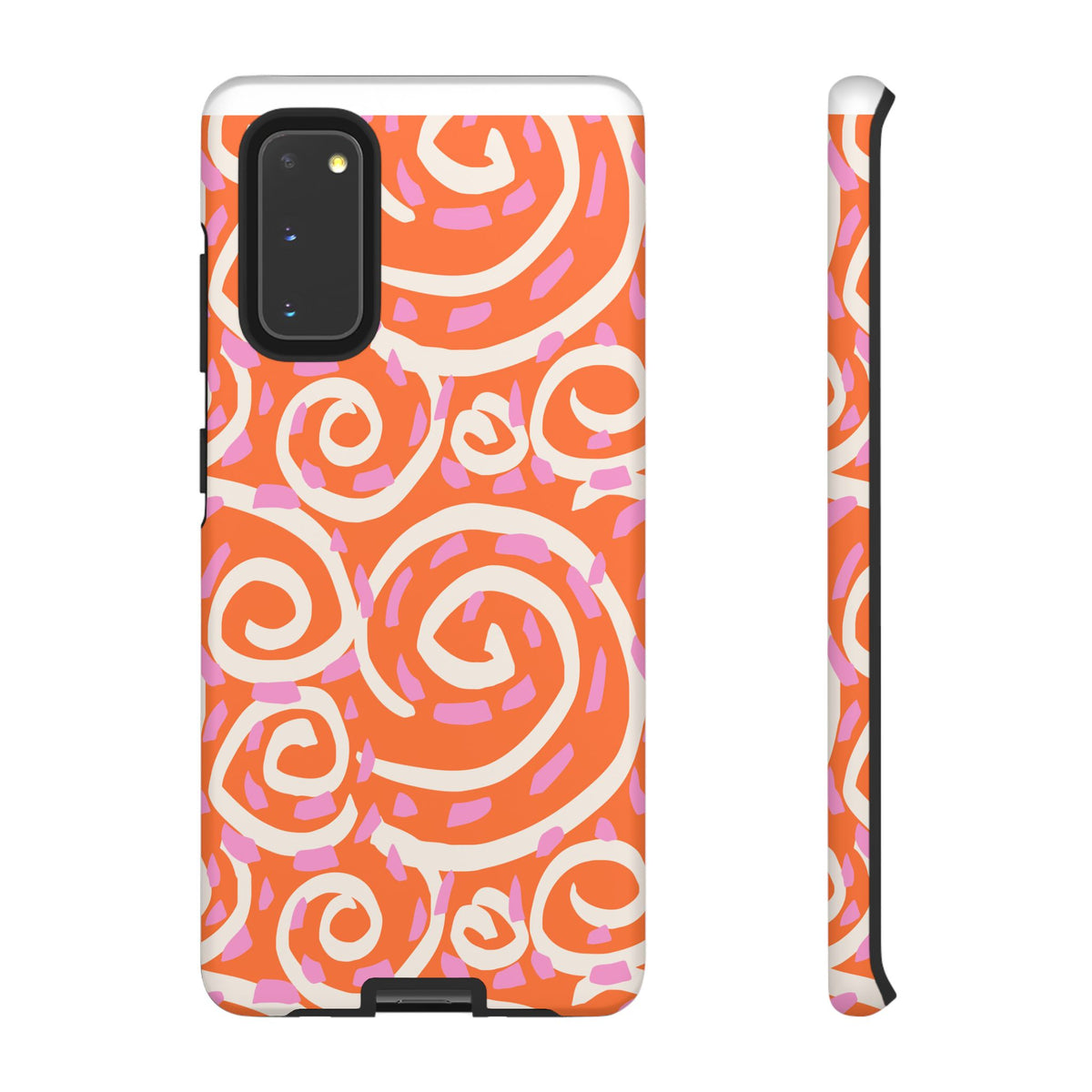 Spiral Swirl Tough Phone Case – Bright Orange & Pink Abstract Protection
