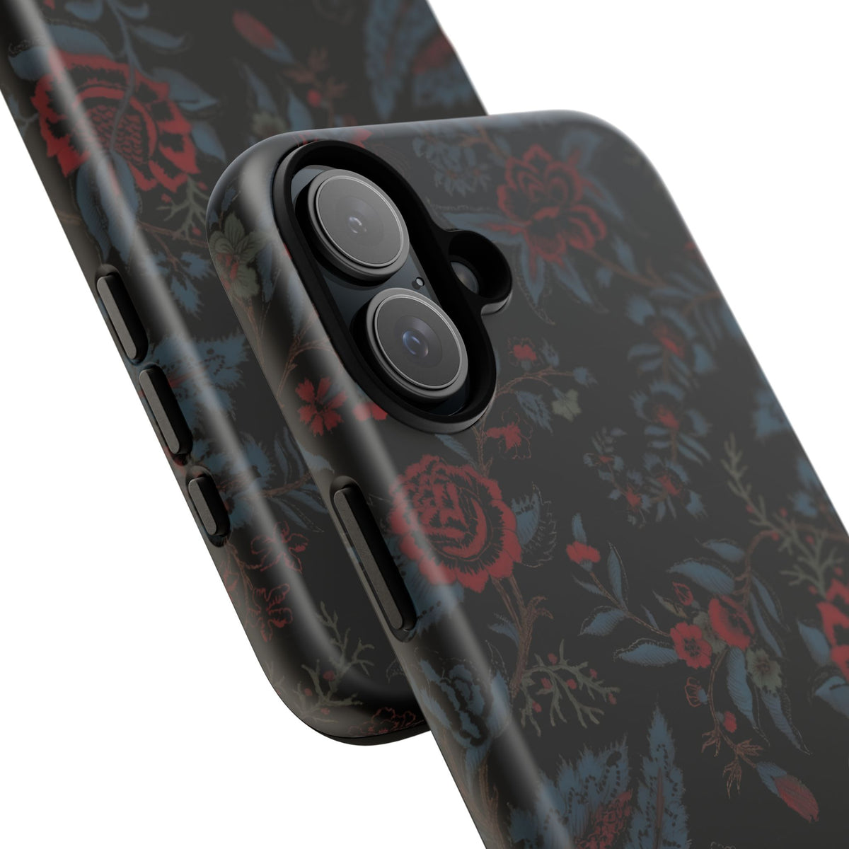 Floral Noir Tough Phone Case — Dark Rose Protective Cover
