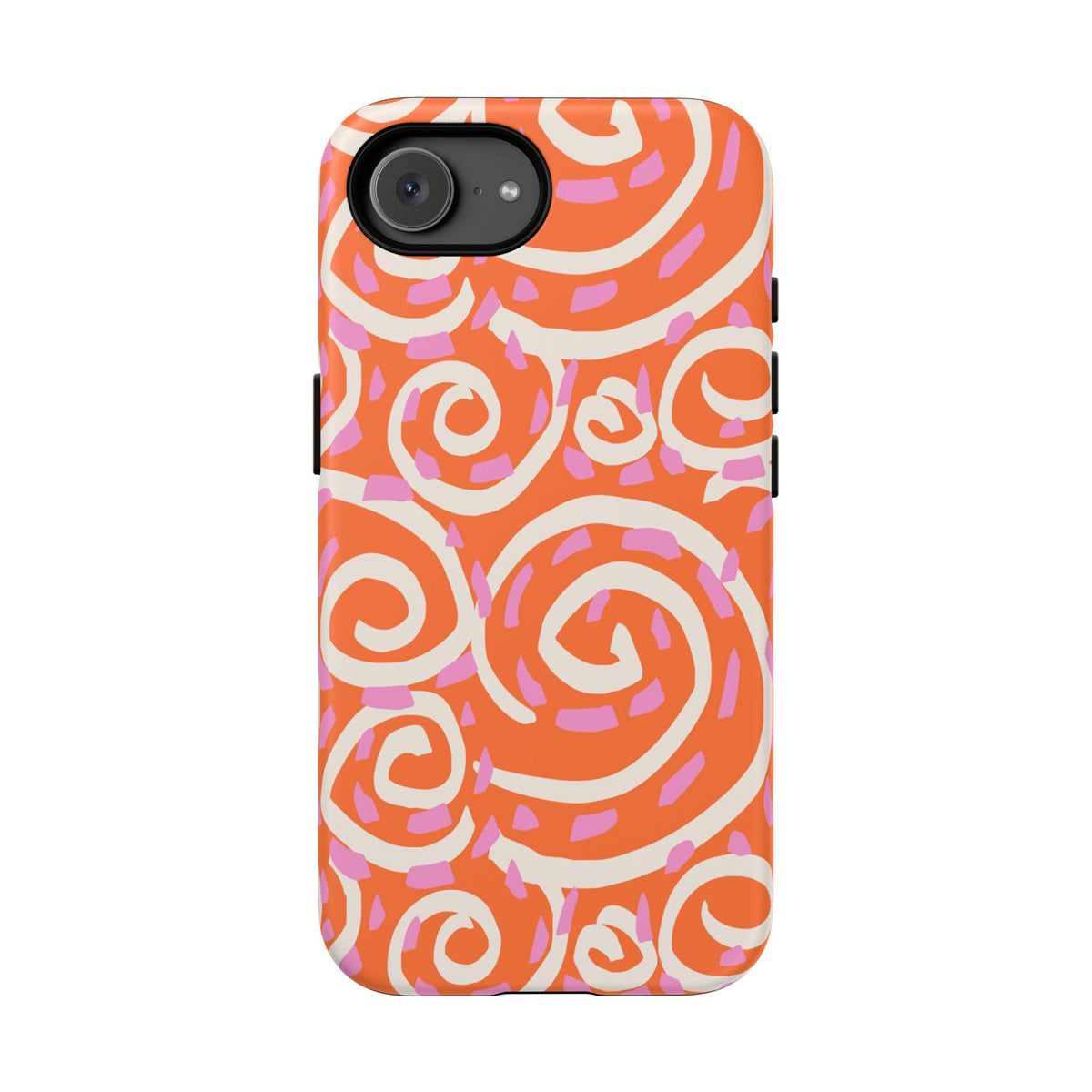 Spiral Swirl Tough Phone Case – Bright Orange & Pink Abstract Protection