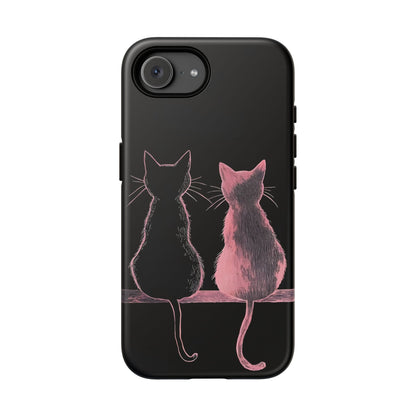 Cute Pink Cats Tough Phone Case – Protective iPhone Cover with Kittens Silhouette