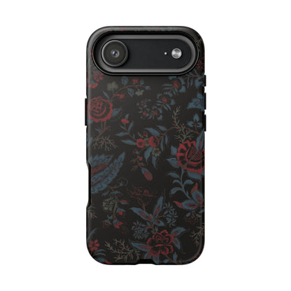 Floral Noir Tough Phone Case — Dark Rose Protective Cover
