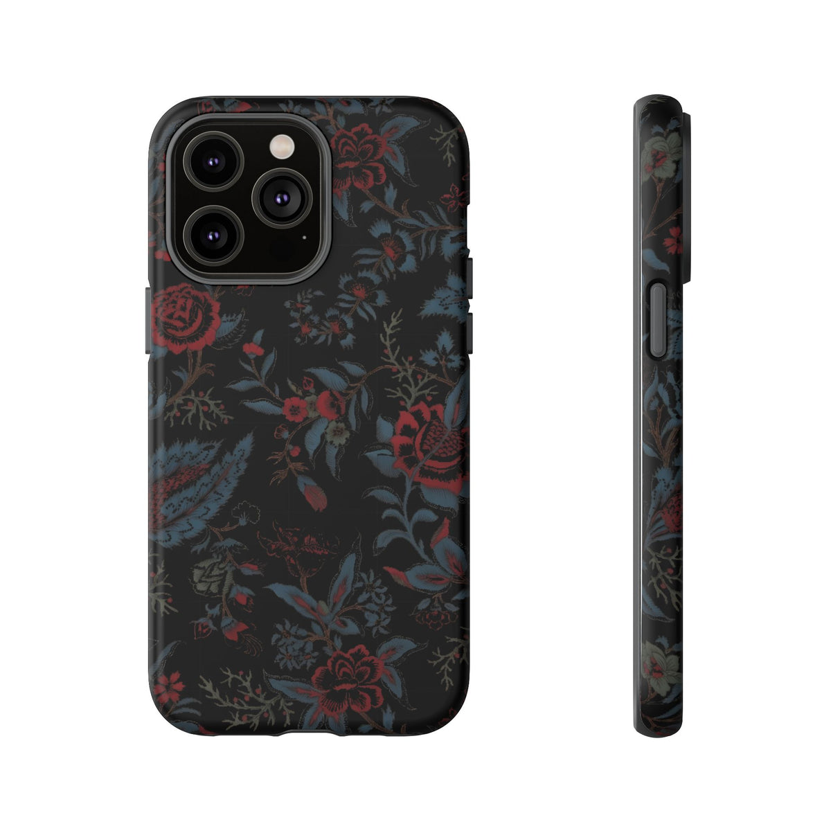 Floral Noir Tough Phone Case — Dark Rose Protective Cover