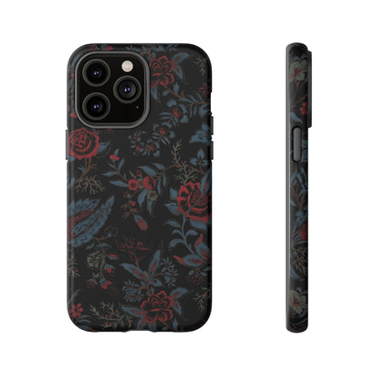 Floral Noir Tough Phone Case — Dark Rose Protective Cover