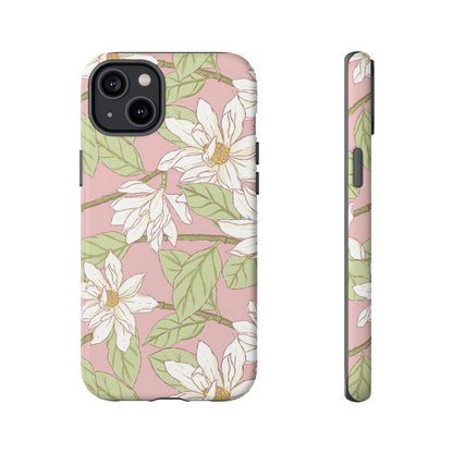 Floral Magnolia Tough Phone Case — Pink Botanical Protective Case