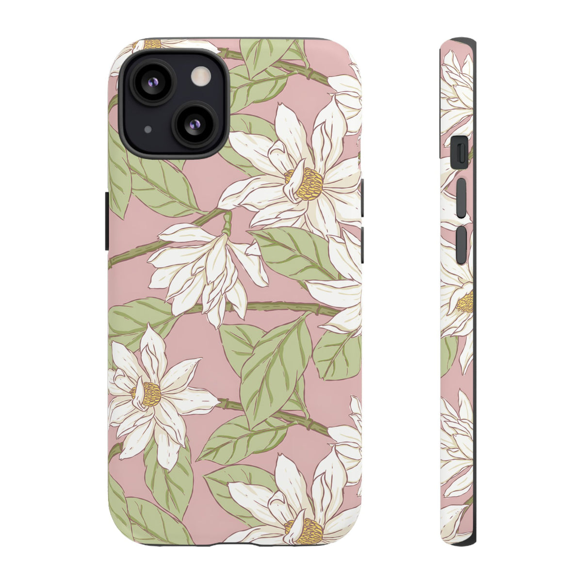 Floral Magnolia Tough Phone Case — Pink Botanical Protective Case