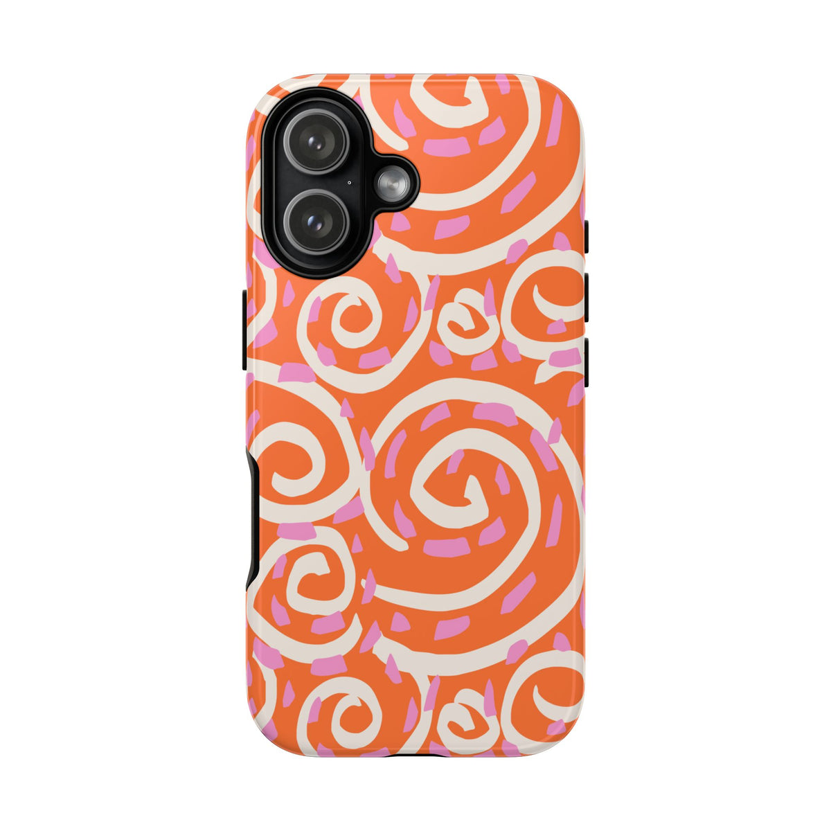 Spiral Swirl Tough Phone Case – Bright Orange & Pink Abstract Protection