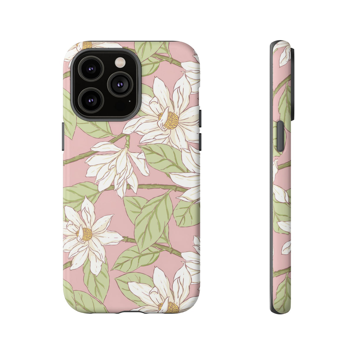 Floral Magnolia Tough Phone Case — Pink Botanical Protective Case