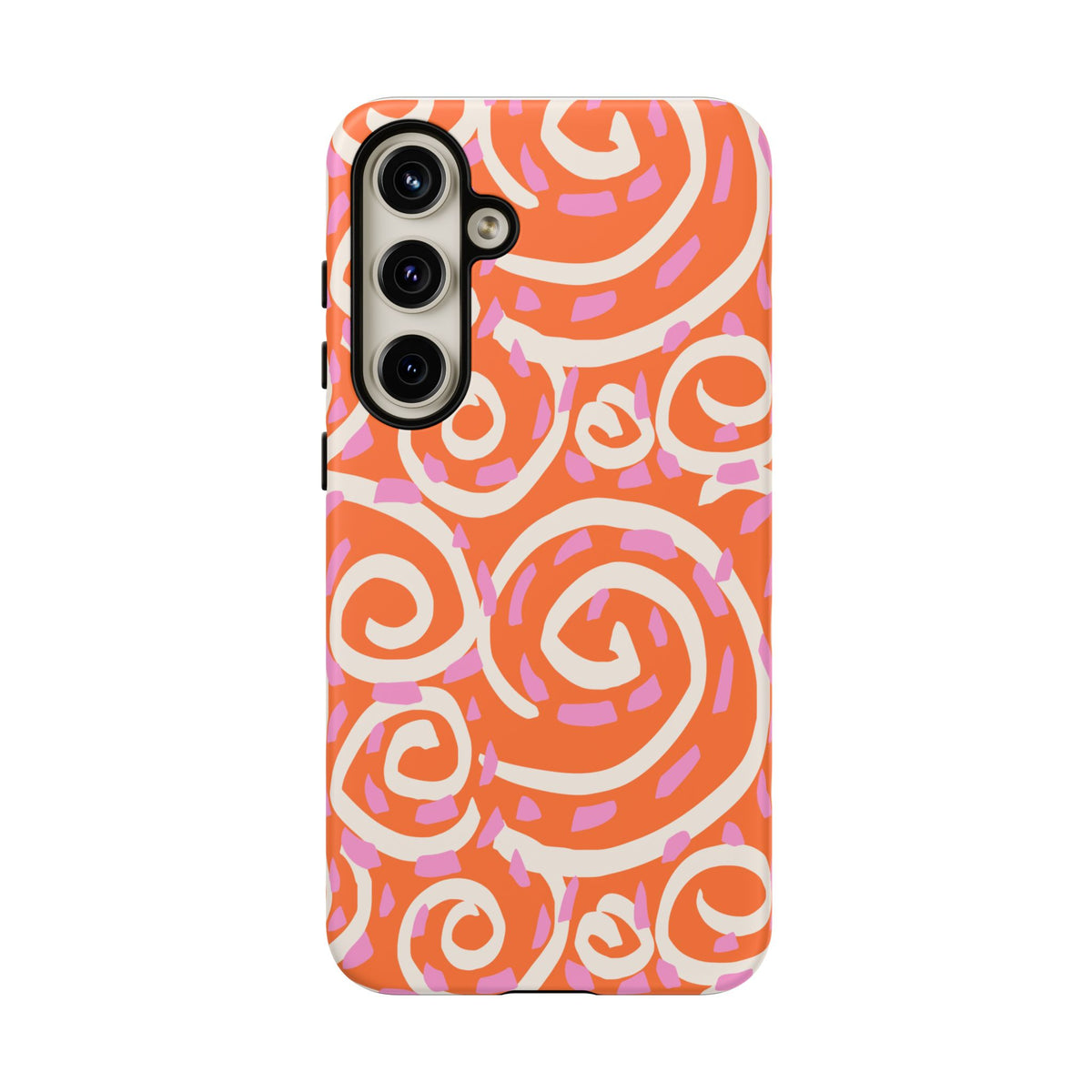 Spiral Swirl Tough Phone Case – Bright Orange & Pink Abstract Protection